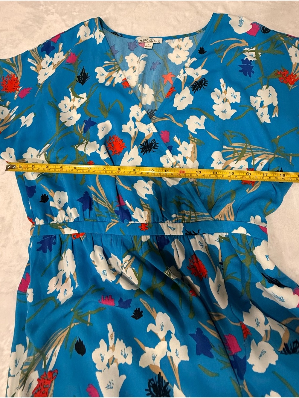 J. Crew Bright Blue Floral Wrap Midi Dress Size S fit S/M - Picture 7 of 10